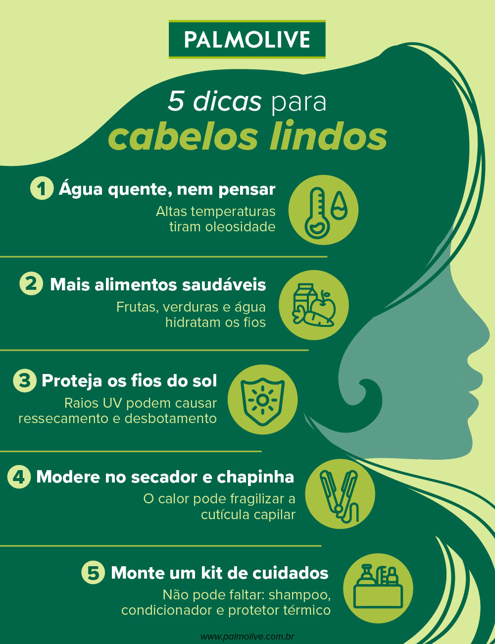 Infográfico sobre como manter o cabelo hidratado