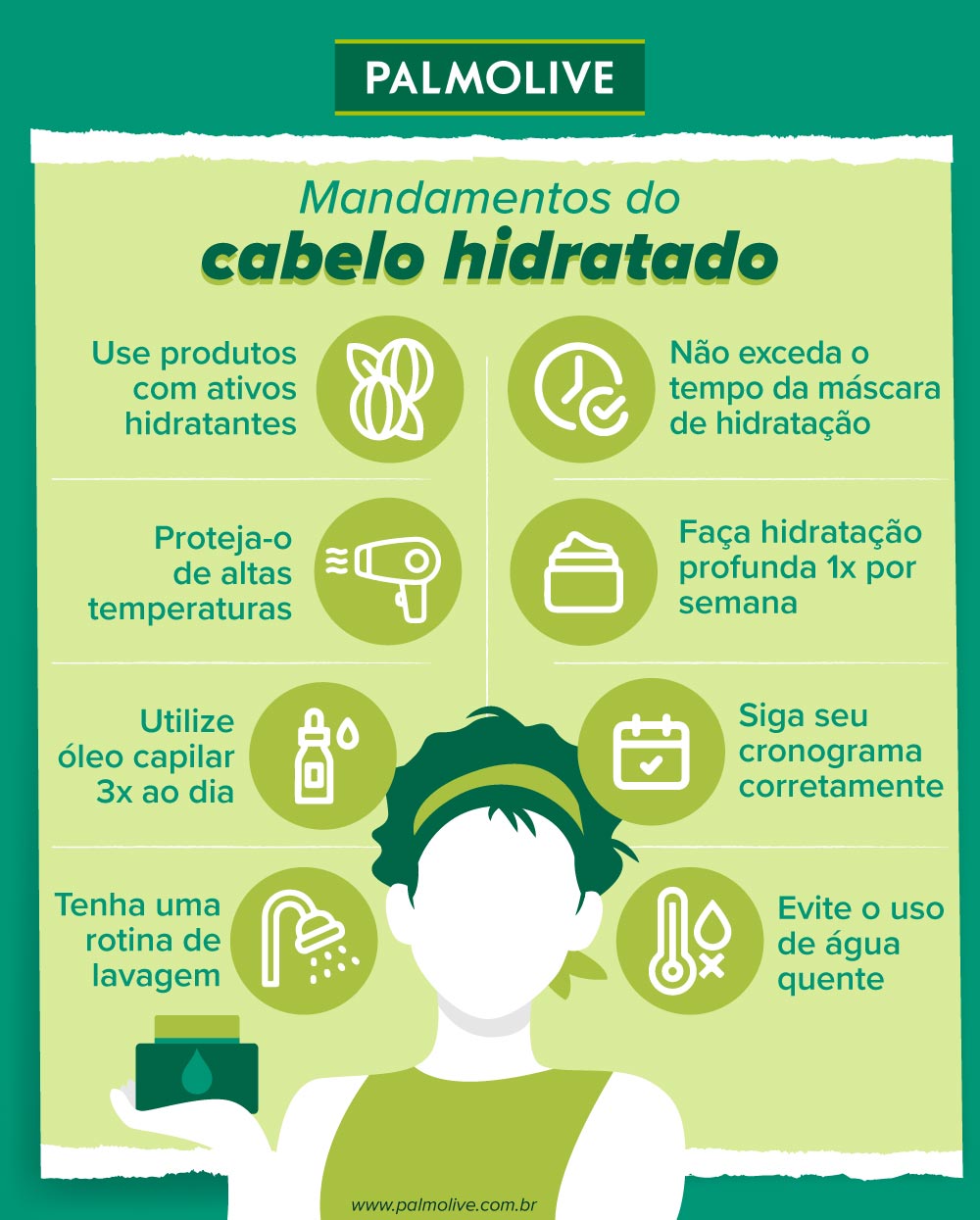 Infográfico sobre como manter o cabelo hidratado