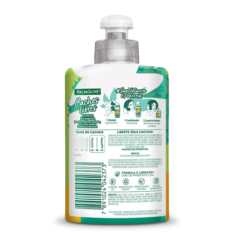 Creme para pentear Cachos Livres Extrato de Babosa de trás Creme para pentear Cachos Livres Extrato de Babosa de trás