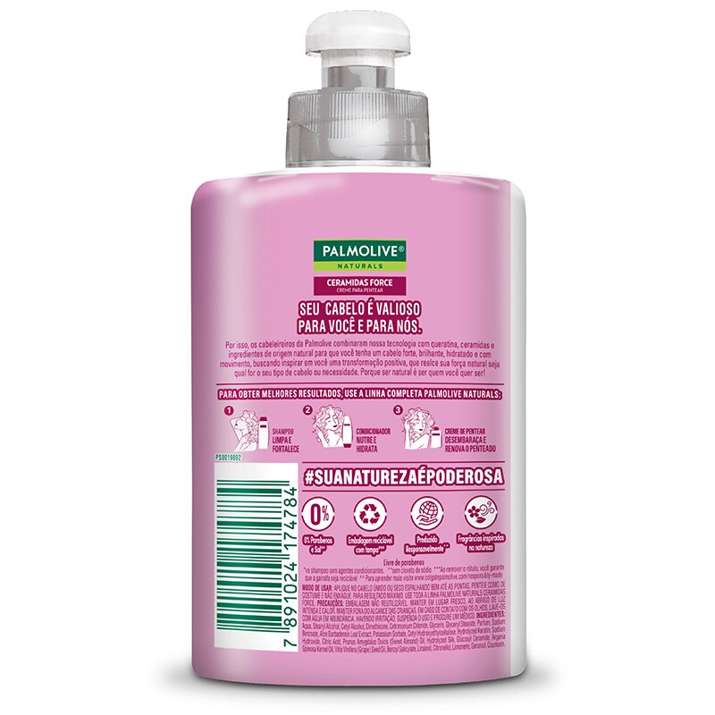 Creme para pentear Ceramidas Force de trás Creme para pentear Ceramidas Force de trás